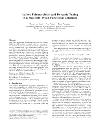 Ad-Hoc Polymorphism and Dynamic Typing in a Statically Typed Functional Language