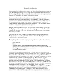 Biogeochemical Cycles
