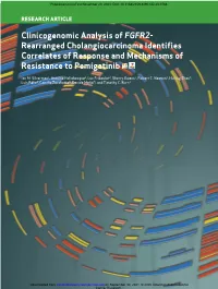 Clinicogenomic Analysis of FGFR2-Rearranged Cholangiocarcinoma Identifies Correlates of Response and Mechanisms of Resistance to Pemigatinib
