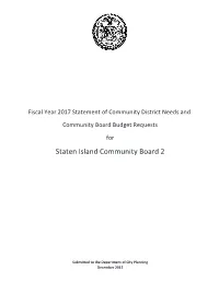 Fiscal Year 2017 Statement of Community District Needs and Community Board Budget Requests