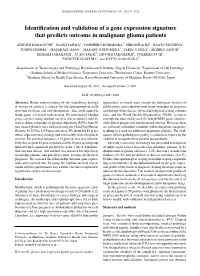 Identification and Validation of a Gene Expression Signature That Predicts Outcome in Malignant Glioma Patients