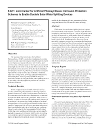 Joint Center for Artificial Photosynthesis: Corrosion Protection Schemes to Enable Durable Solar Water Splitting Devices