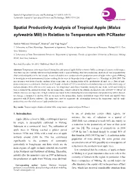 Malus Sylvestris Mill) in Relation to Temperature with Pcraster