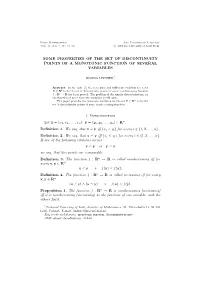 Some Properties of the Set of Discontinuity Points of a Monotonic Function of Several Variables