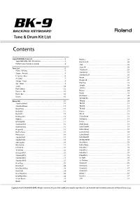 Tone & Drum Kit List
