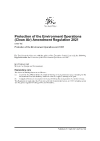 Amendment Regulation 2021 Under the Protection of the Environment Operations Act 1997