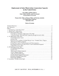 Deployment of Solar Photovoltaic Generation Capacity in the United States