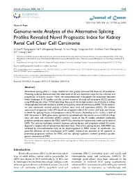 Genome-Wide Analysis of the Alternative Splicing Profiles
