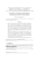On Lattices and Their Ideal Lattices, and Posets and Their Ideal Posets