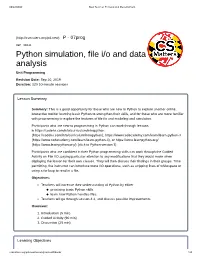 Python Simulation, File I/O and Data Analysis Unit Programming
