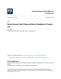 Rerum Novarum: New Things and Recent Paradigms of Property Law