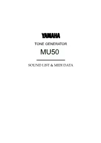 Tone Generator Sound List & Midi Data