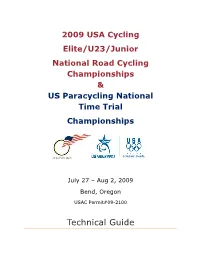 2009 Elite/U23/Junior/Paracycling Nat Champ Tech Guide