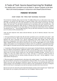 A Taste of Text: Source Based Learning for Shabbat This Weekly Sheet Is Brought to You by Rabbi Dr