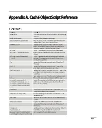 Appendix A. Caché Objectscript Reference
