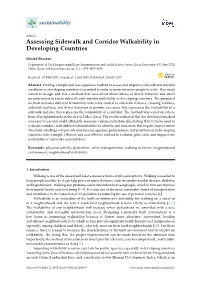 Assessing Sidewalk and Corridor Walkability in Developing Countries