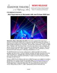Brit Floyd Returns to Worcester with New Echoes 2020 Tour