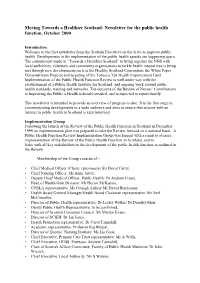 Moving Towards a Healthier Scotland: Newsletter for the Public Health Function, October 2000