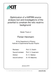 Optimization of a KATRIN Source Analysis Tool and Investigations of the Potential to Constrain the Relic Neutrino Background