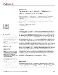 Seroepidemiological Study of SARS-Cov-2 Infection in East Java, Indonesia