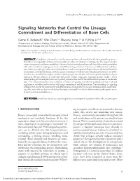 Signaling Networks That Control the Lineage Commitment and Differentiation of Bone Cells