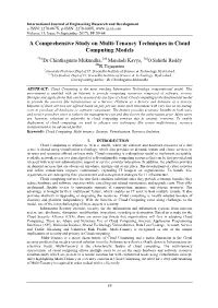 A Comprehensive Study on Multi-Tenancy Techniques in Cloud Computing Models