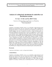 Analysis of Cooling Load Calculations for Underfloor Air Distribution Systems