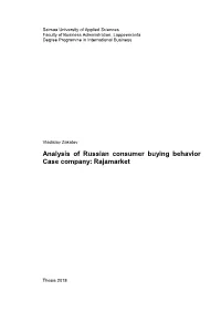 Analysis of Russian Consumer Buying Behavior Case Company: Rajamarket