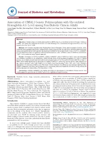 Association of CDKAL1 Genetic Polymorphism with Glycosylated