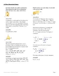 Determine Whether the Solid Is a Polyhedron. Then Identify the Solid