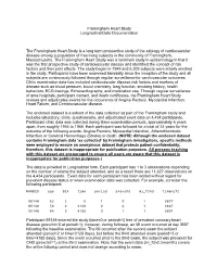 Framingham Heart Study Longitudinal Data Documentation for Teaching Dataset
