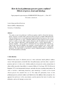 How Do Local Politicians Perceive Party Conflicts? Effects of Power, Trust and Ideology