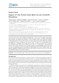 Impact of the Protein Data Bank Across Scientific Disciplines.Data Science Journal, 19: 25, Pp