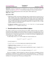 Lecture 4 1 Pseudorandom Functions & Block Ciphers