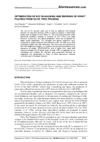 Optimization of Ecf Bleaching and Refining of Kraft Pulping from Olive Tree Pruning