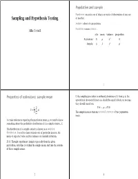 Sampling and Hypothesis Testing Or Another
