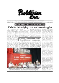 SUCI (C) Calls for Intensifying Class and Mass Struggles Just a Year Back, People of the Proletariat