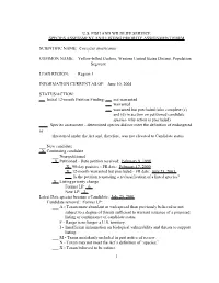 U.S. Fish and Wildlife Service Species Assessment and Listing Priority Assignment Form