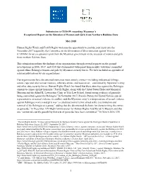 1 Submission to CEDAW Regarding Myanmar's Exceptional Report On