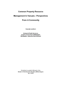 Common Property Resource Management in Vanuatu