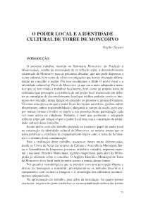 O Poder Local E a Identidade Cultural De Torre De Moncorvo
