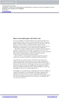Physics Meets Philosophy at the Planck Scale: Contemporary Theories in Quantum Gravity - Edited by Craig Callender and Nick Huggett Frontmatter More Information