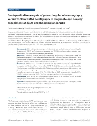 Semiquantitative Analysis of Power Doppler Ultrasonography Versus Tc-99M DMSA Scintigraphy in Diagnostic and Severity Assessment of Acute Childhood Pyelonephritis