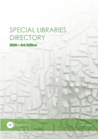 SPECIAL LIBRARIES DIRECTORY 2020 – 3Rd Edition