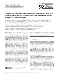 Experimental Studies on Particle Emissions from Cruising Ship, Their Characteristic Properties, Transformation and Atmospheric Lifetime in the Marine Boundary Layer