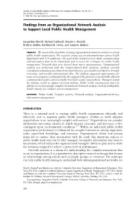 Findings from an Organizational Network Analysis to Support Local Public Health Management