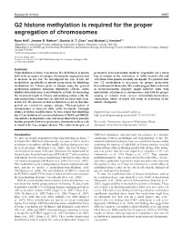 G2 Histone Methylation Is Required for the Proper Segregation of Chromosomes