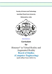 Honours* in Virtual Reality and Augmented Reality Board of Studies (Computer Engineering) (With Effect from 2020-21)