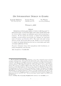 On Information Design in Games