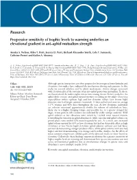 Progressive Sensitivity of Trophic Levels to Warming Underlies an Elevational Gradient in Ant–Aphid Mutualism Strength